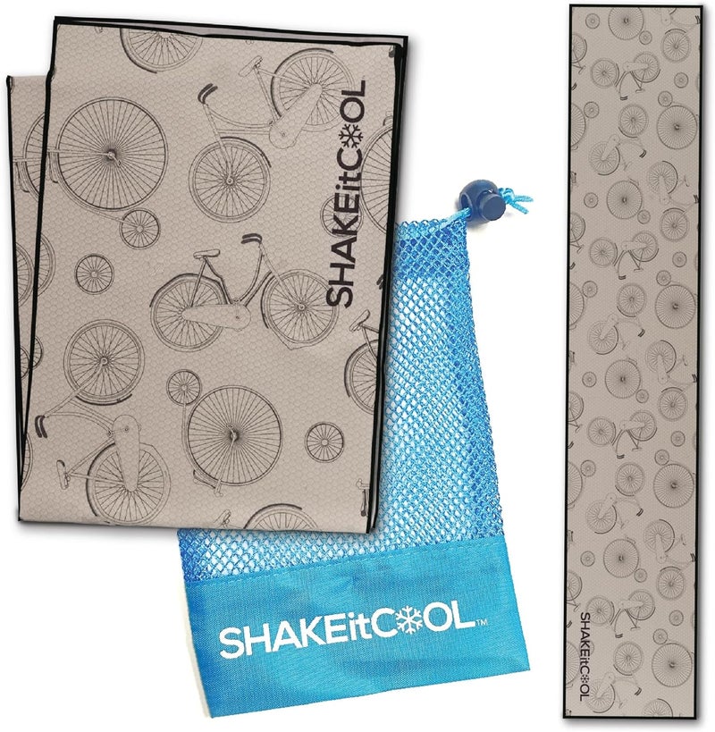 SHAKEitCOOL Original Cooling Towel – Be Cool in Style - Heat Relief, Soft, Lightweight, Sun Protection, Easy Clean - Perfect for Biking, Hiking, Running, Yoga, Golf, Gym, Baseball - Vintage Bike - Image 1